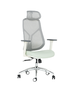 Ергономичен стол Carmen 7901 W еко кожа - сив-светлозелен (3520182)