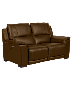 Кожен диван - двойка с електрически релакс механизъм COMODO LUX  - кафяв 40 (3550274)