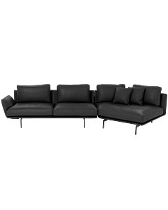Кожен ъглов диван GRAM LUX - черен (3551218)
