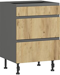 Кухненски шкаф LUSIL H-60/87 3 ЧЕКМЕДЖЕТА графит/златен дъб крафт  (005.002.0055)