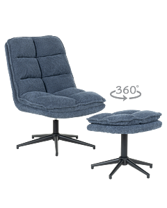 Кресло с табуретка JANET - синьо (3532926)