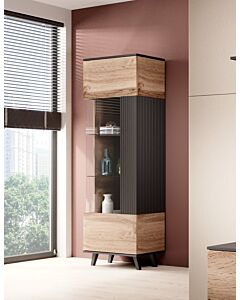 Витрина RANDOM W-1 дъб вотан/черно  (100.008.0030)