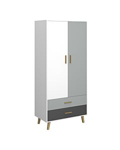 Гардероб TIMMY 2D2S  бяло/св.сиво-графит/натур  (092.090.0120)