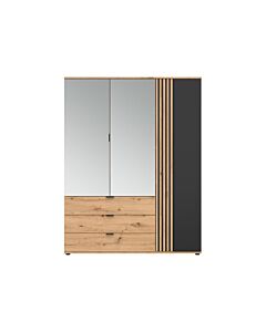 Гардероб VABRES SZF1D2M3S дъб артисан/черно-огледало  (007.008.0027)