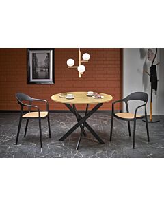 Трапезна маса EDGAR кръгла, златен дъб/черно  (100.001.0209)