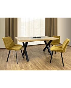 Трапезна маса XARIS  разтегателна, дъб хикори натур/черно  (006.004.0013)