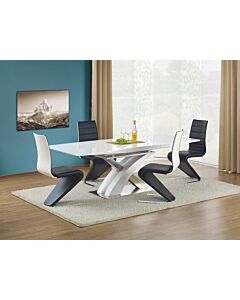 Трапезна маса SANDOR III разтегателна, бял лак/хром  (100.001.0158)