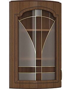 Кухненски шкаф OREH горен В-30/72 ВИТРИНА ЗАОБЛЕН орех/орех мускат патина (005.002.0212)