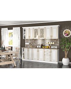 Кухня IMPERIA 2.40м без плот, бяло/златна патина