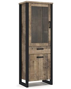 Витрина  EMILI 1В1Д1Ш колониален дъб гранж/черно  (089.004.0175)