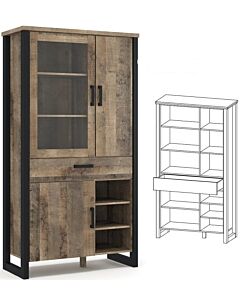 Витрина EMILI 1В2Д1Ш  колониален дъб гранж/черно  (089.004.0128)