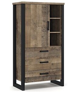 Шкаф  EMILI 1Д3Ш колониален дъб гранж/черно  (089.004.0177)