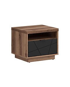 Нощно шкафче FORN KOM1S корпус дъб делано/фронт черно мат (007.011.0043)