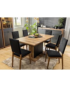 Трапезна маса разтегателна FORN STO/160 дъб делано/черно мат  (007.011.0068)