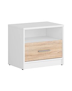 Нощно шкафче NEPO PLUS KOM1S корпус бяло/фронт дъб сонома  (020.004.0006)