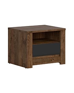 Нощно шкафче RUSO KOM1S корпус дъб април/фронт черно мат  (023.006.0013)