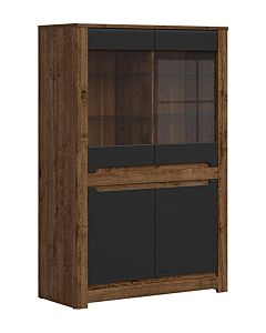 Витрина RUSO REG2W2D корпус дъб април/фронт черно мат  (023.006.0038)