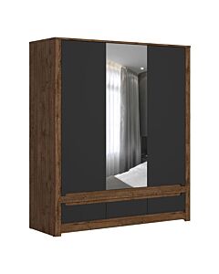 Гардероб RUSO SZF2D1M3S корпус дъб април/фронт черно мат  (023.006.0040)