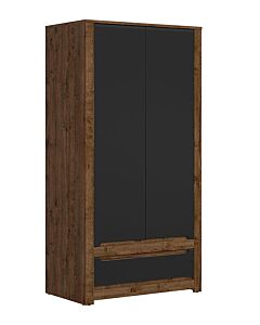 Гардероб RUSO SZF2D1S корпус дъб април/фронт черно мат  (023.006.0041)