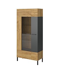 Висока витрина SANTES 1W1D златен дъб крафт/антрацит  (092.093.0041)
